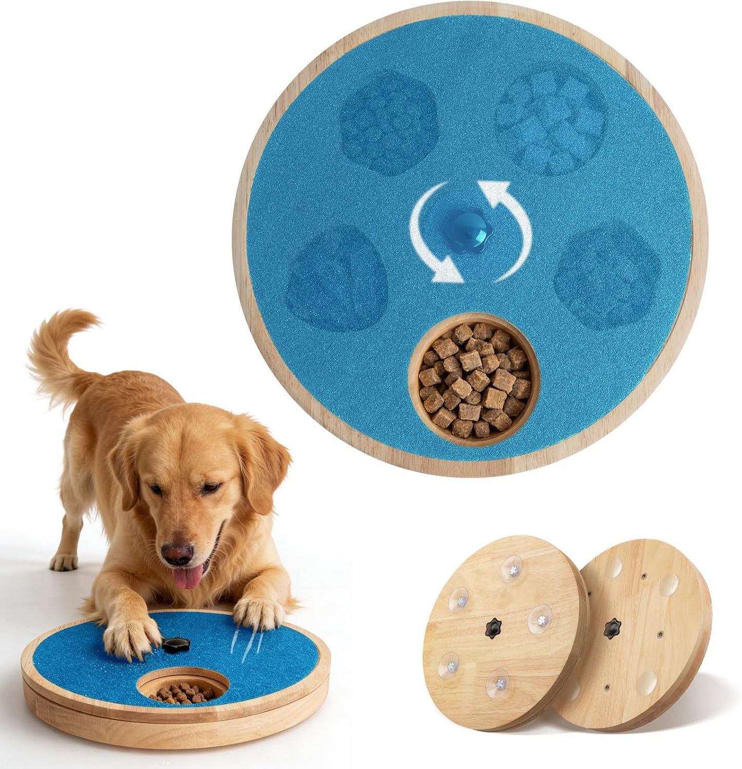 Zenflux Dog Nail Scratch Board with Treat Box - Anti-Slip Rotating Dog Paw Care File Toy, Wooden Dog Scratch Pad for Nails with Adjustable Tension, Stress-Free Grooming & 2 Optional Base Types, Black - Image 9