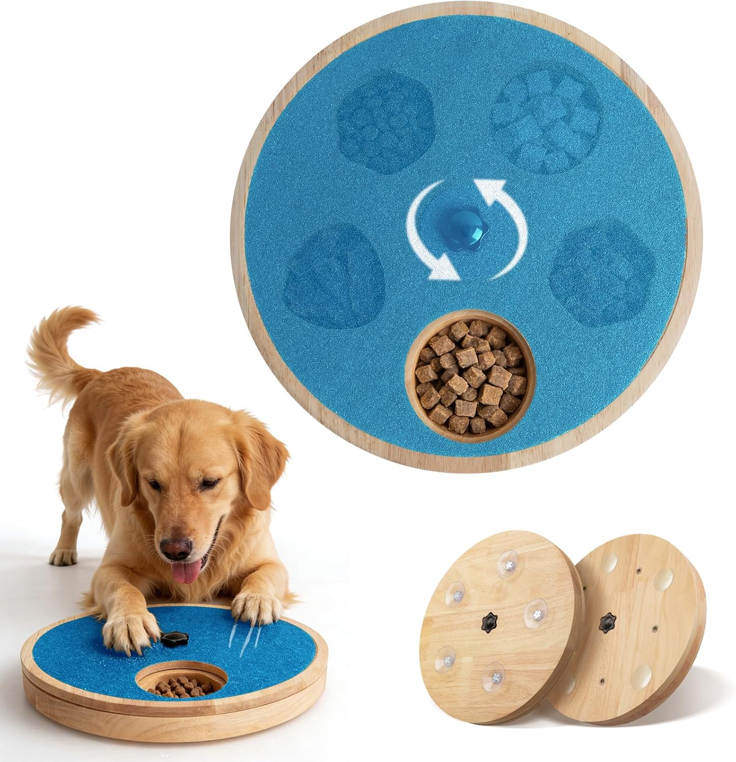 Zenflux Dog Nail Scratch Board with Treat Box - Anti-Slip Rotating Dog Paw Care File Toy, Wooden Dog Scratch Pad for Nails with Adjustable Tension, Stress-Free Grooming & 2 Optional Base Types, Black - Image 9