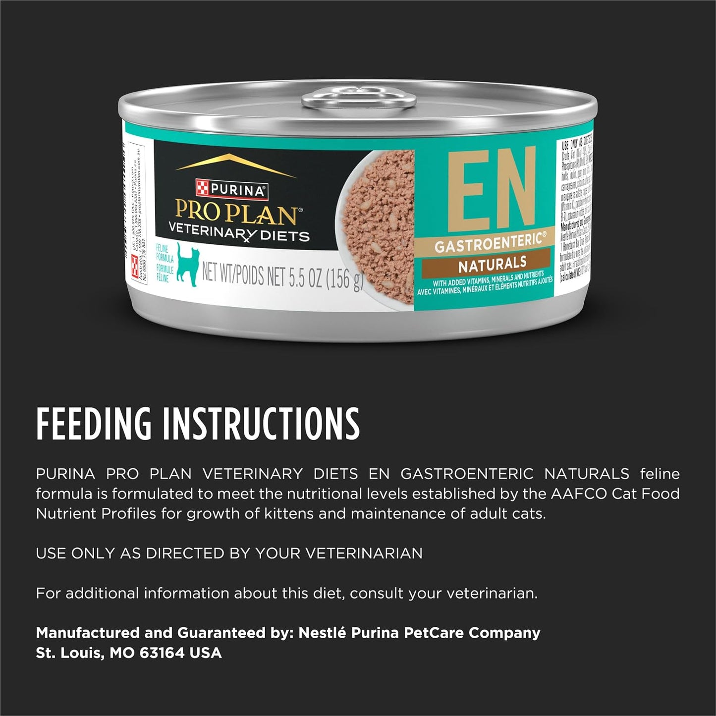 Purina Pro Plan Veterinary Diets EN Gastroenteric Naturals cat food can top view with easy open pull tab