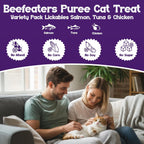 Close up of Beefeaters lickable cat treat tube packaging