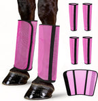 Outdoggy horse fly boots set of 4 front view premium pink mesh leg protectors