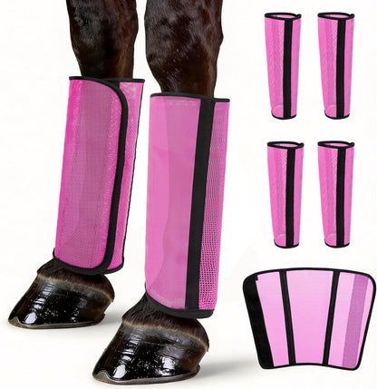 Outdoggy horse fly boots set of 4 front view premium pink mesh leg protectors