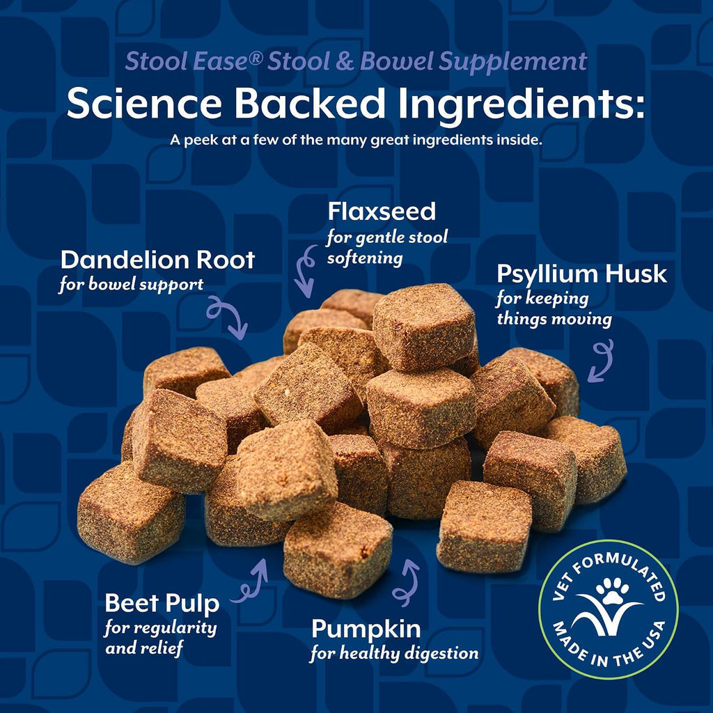Dog enjoying NaturVet Stool Ease soft chew supplement