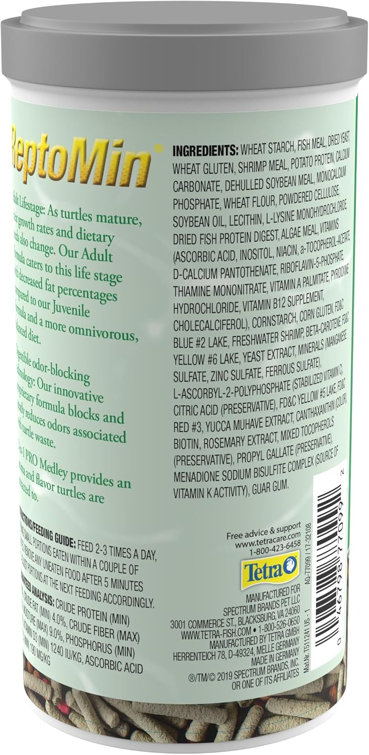 Tetra ReptoMin pro sticks floating turtle diet label