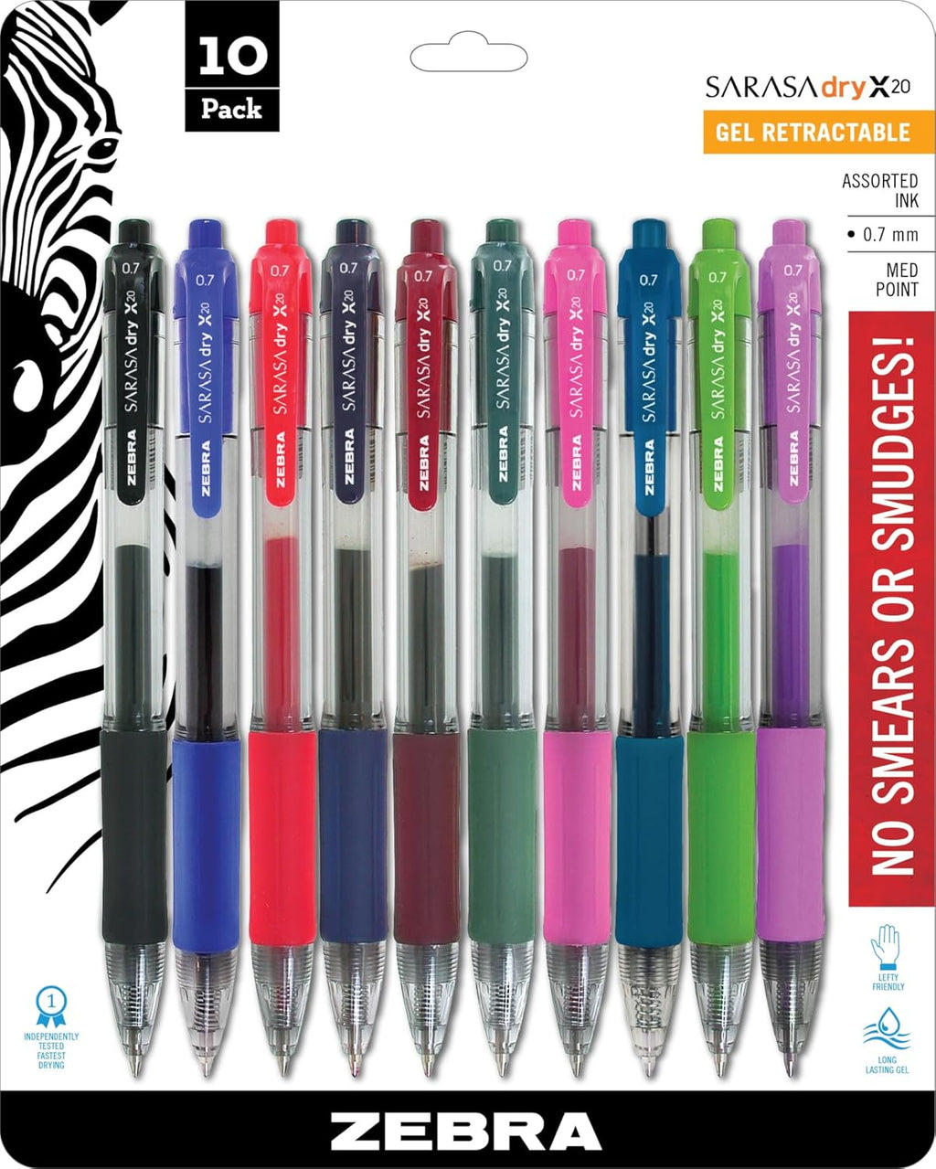 Zebra Pen Sarasa Dry X20 Retractable Gel Pens, 0.7mm Medium Point, Blue Ink with Rapid Fast Dry Ink Technology, Ideal for the Left-Handed, Eliminates Smudging and Smearing in Seconds, 12-Pack (46820) - Image 11