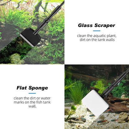 Hygger aquarium cleaning tools kit with handle showcasing interchangeable heads