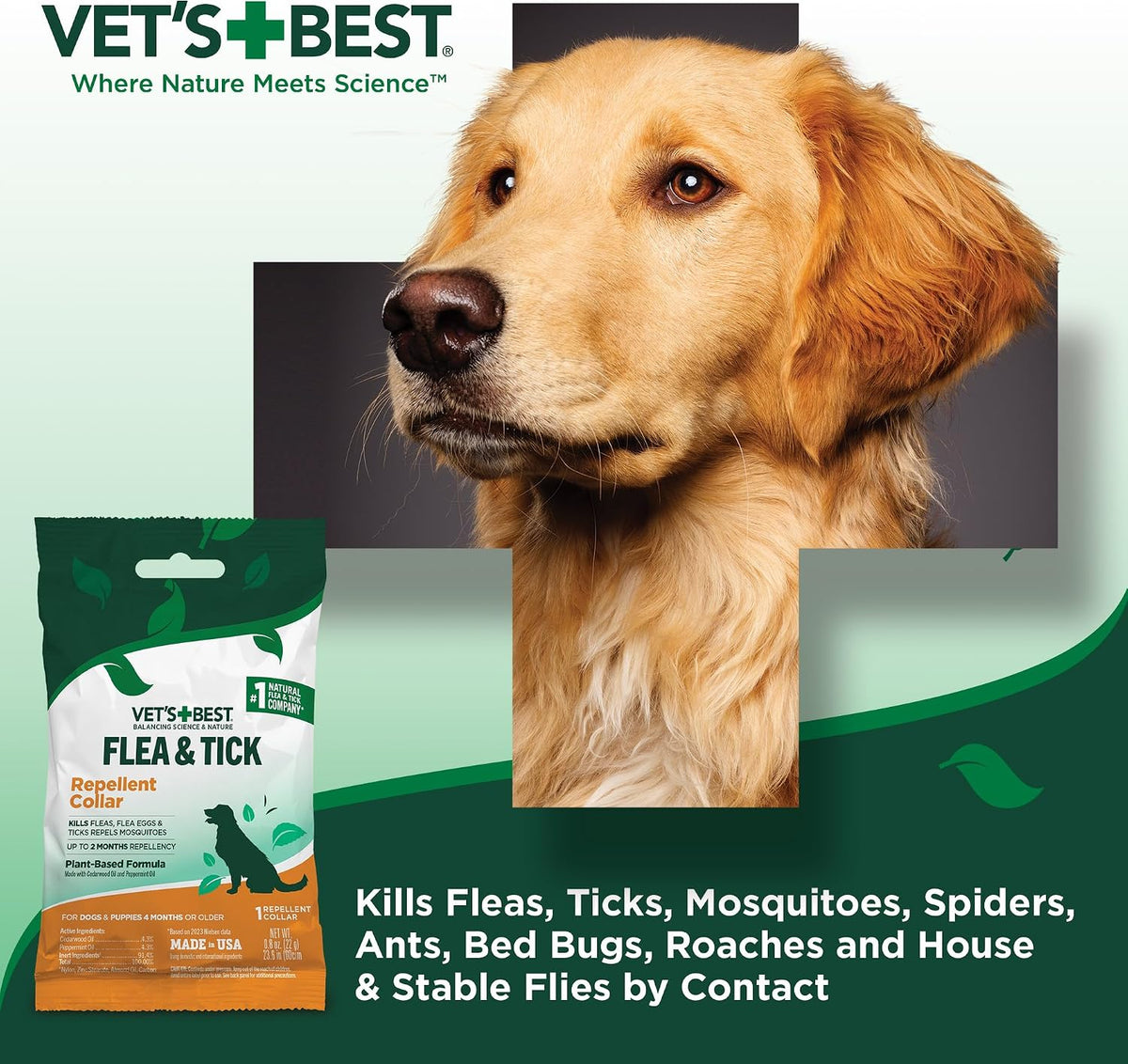 USA imported Vet's Best flea collar product box back view