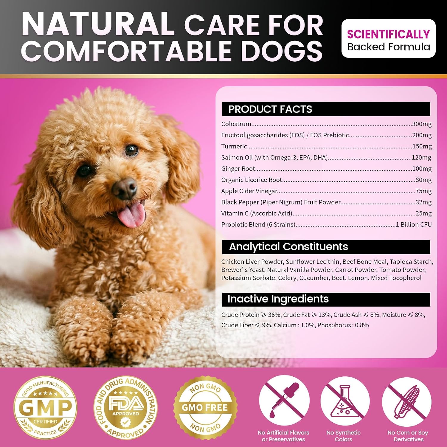 Dolean 200 count dog allergy chews container highlighting hot spot and paw licking relief