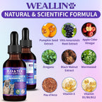 Liquid multivitamin flea defense drops for dogs and cats on a clean background.
