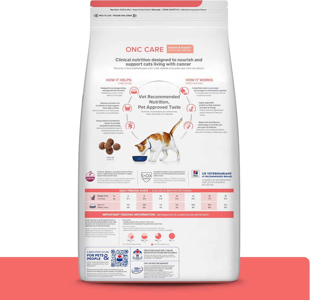 Hill's Prescription Diet ONC Care dry cat food premium chicken kibble nutrition info