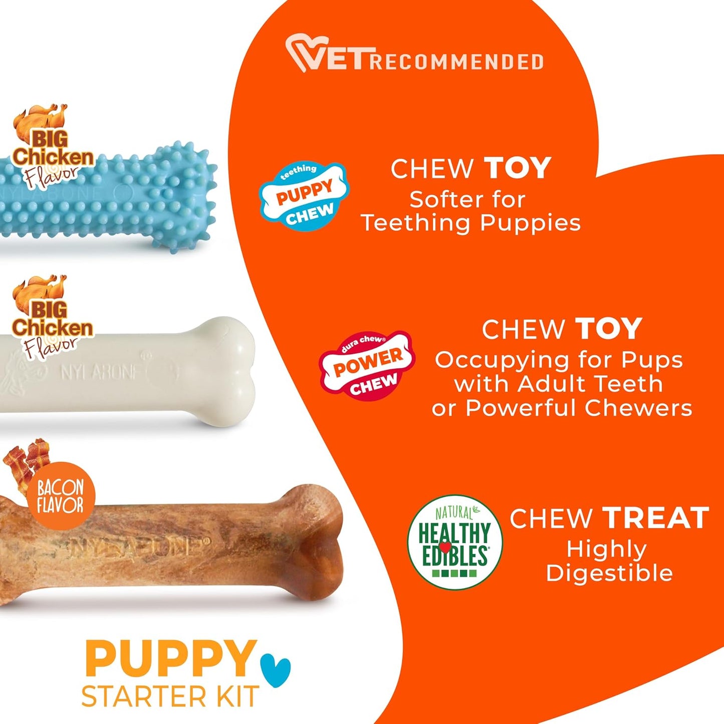 Bacon flavored natural chew treat for puppies