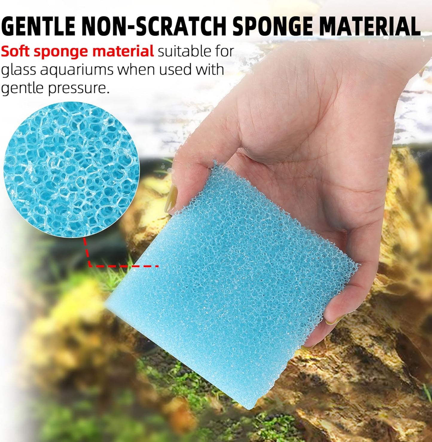 Six pack of thick open cell foam aquarium sponges