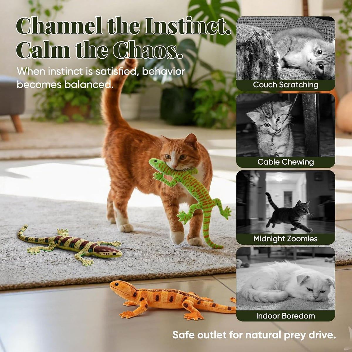 CiyvoLyeen plush lizard cat toy for indoor exercise