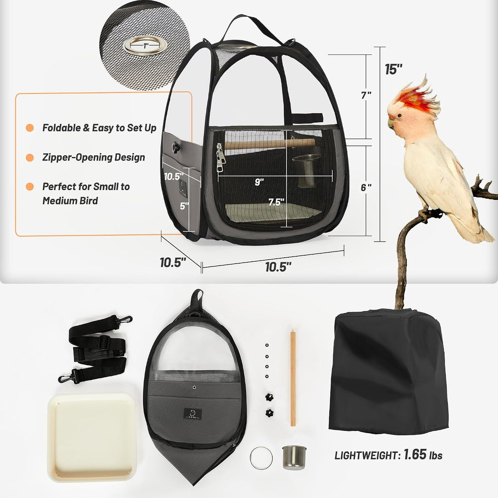 A4Pet bird carrier showing clear side windows and mesh