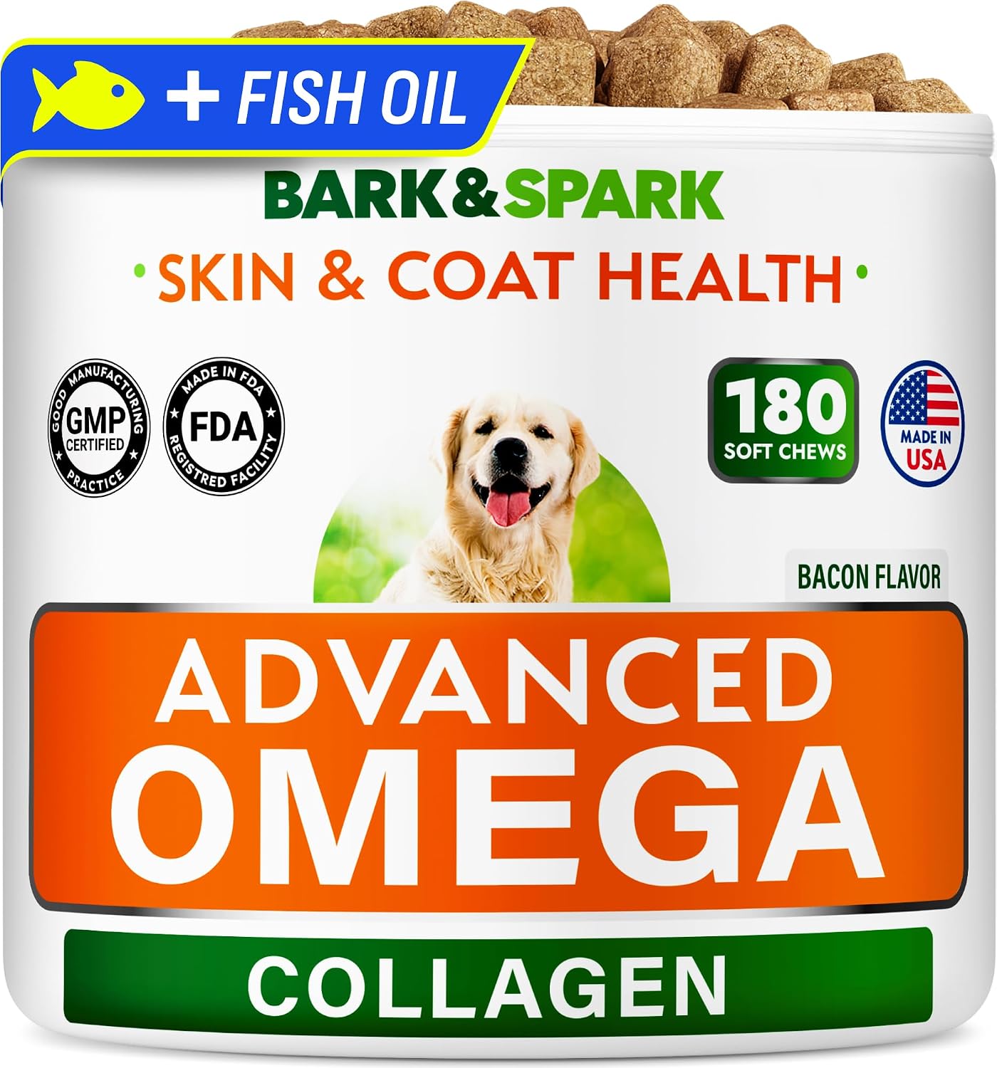 BARK&SPARK Dog Allergy Relief Soft Chews for Skin Health & Seasonal Allergies - Anti-Itch Supplement w/Omega-3, Quercetin & Bromelain Immune Treats for Dry Skin & Hot Spots - Chicken Liver - 180ct - Image 9