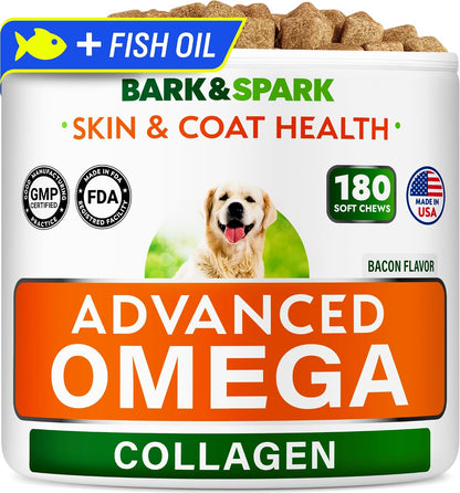 BARK&SPARK Dog Allergy Relief Soft Chews for Skin Health & Seasonal Allergies - Anti-Itch Supplement w/Omega-3, Quercetin & Bromelain Immune Treats for Dry Skin & Hot Spots - Chicken Liver - 180ct - Image 9