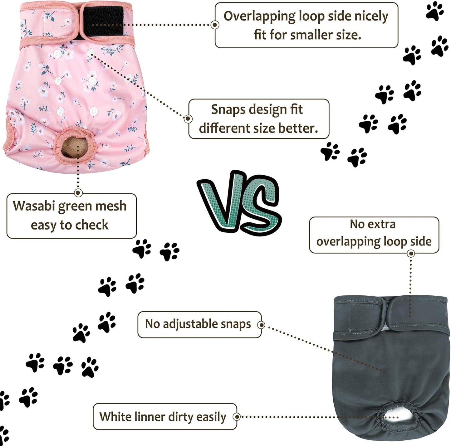 Grecle dog diapers for heat and incontinence care laid out flat
