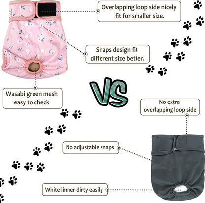 Grecle dog diapers for heat and incontinence care laid out flat