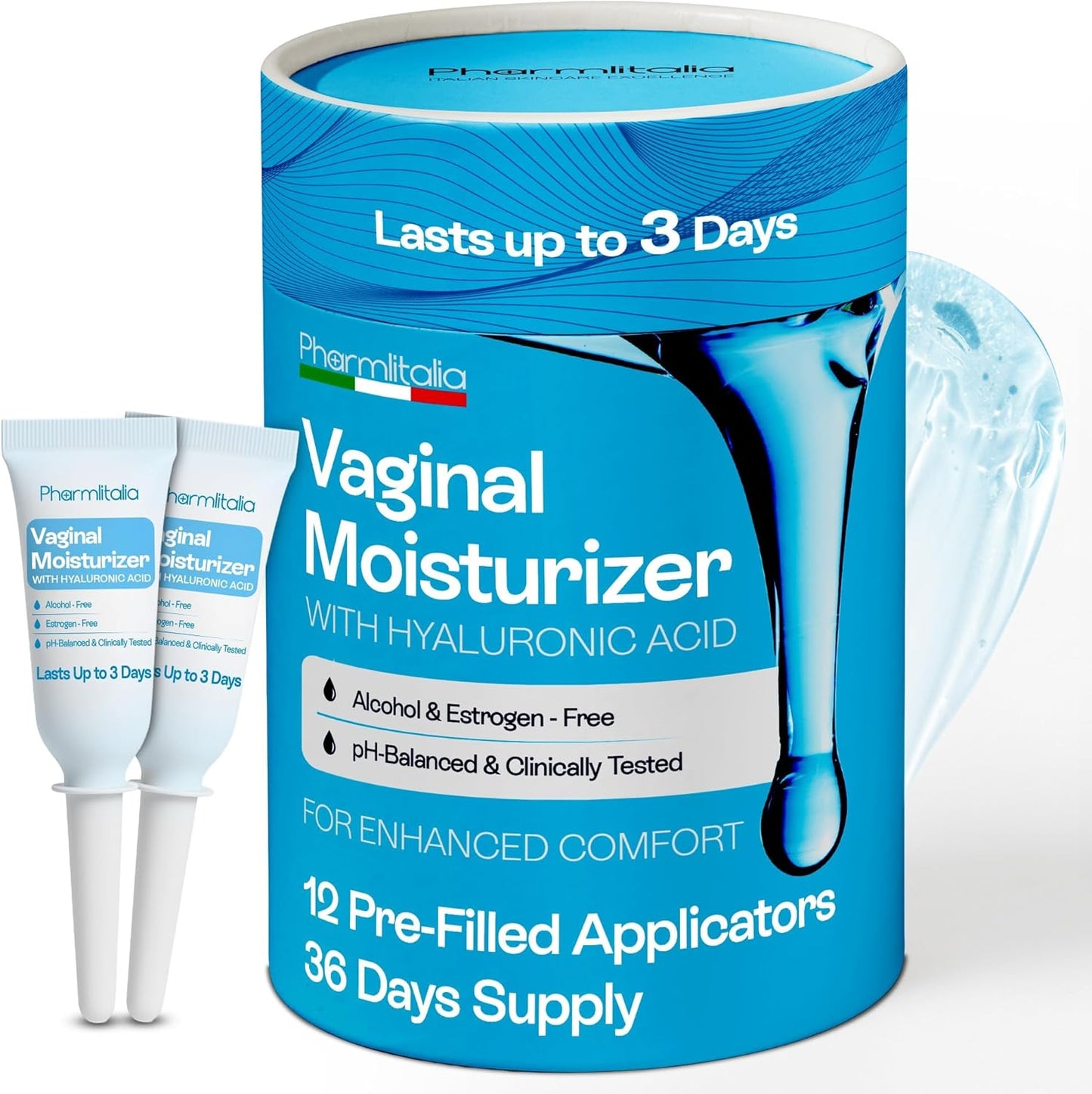 Pharmlitalia Vaginal Moisturizer Gel 12 pack front view for menopause relief