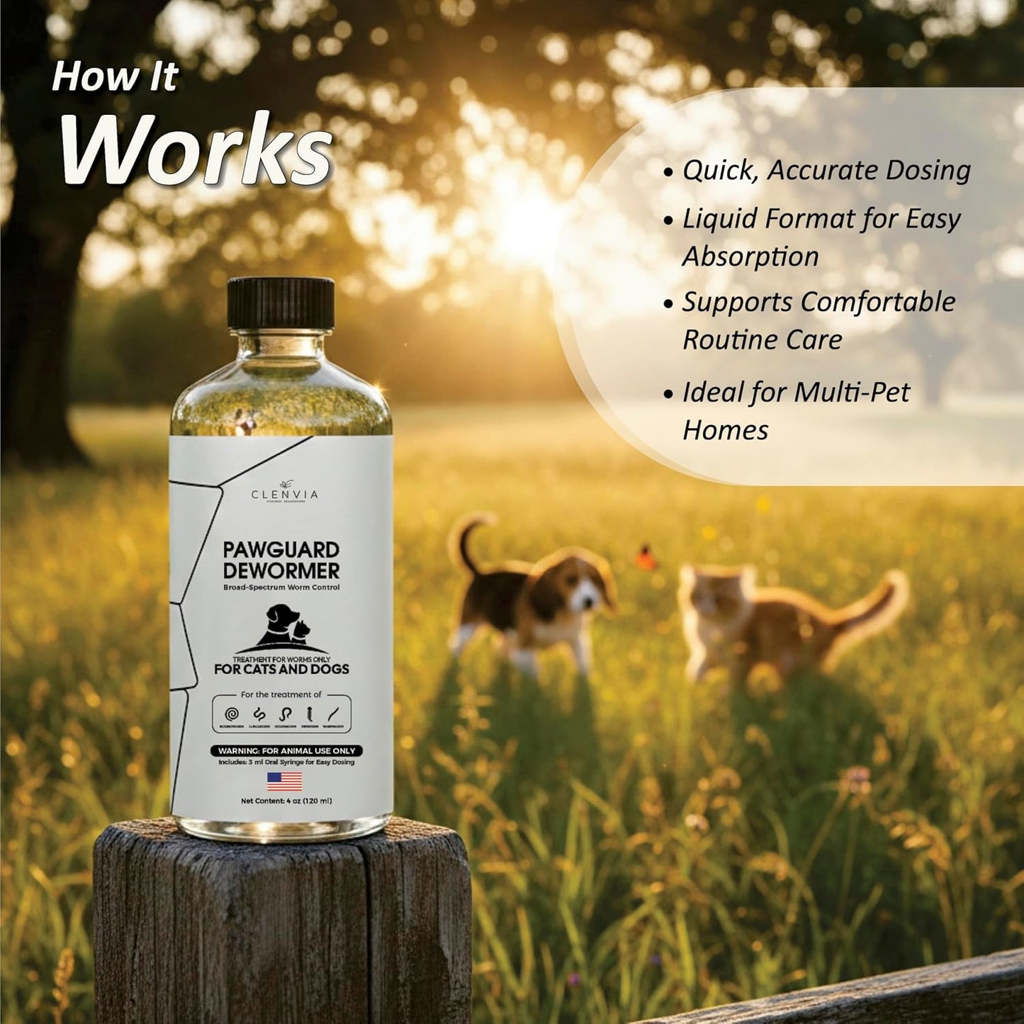 USA imported pet health supplement bottle for puppy kitten dog and cat care.