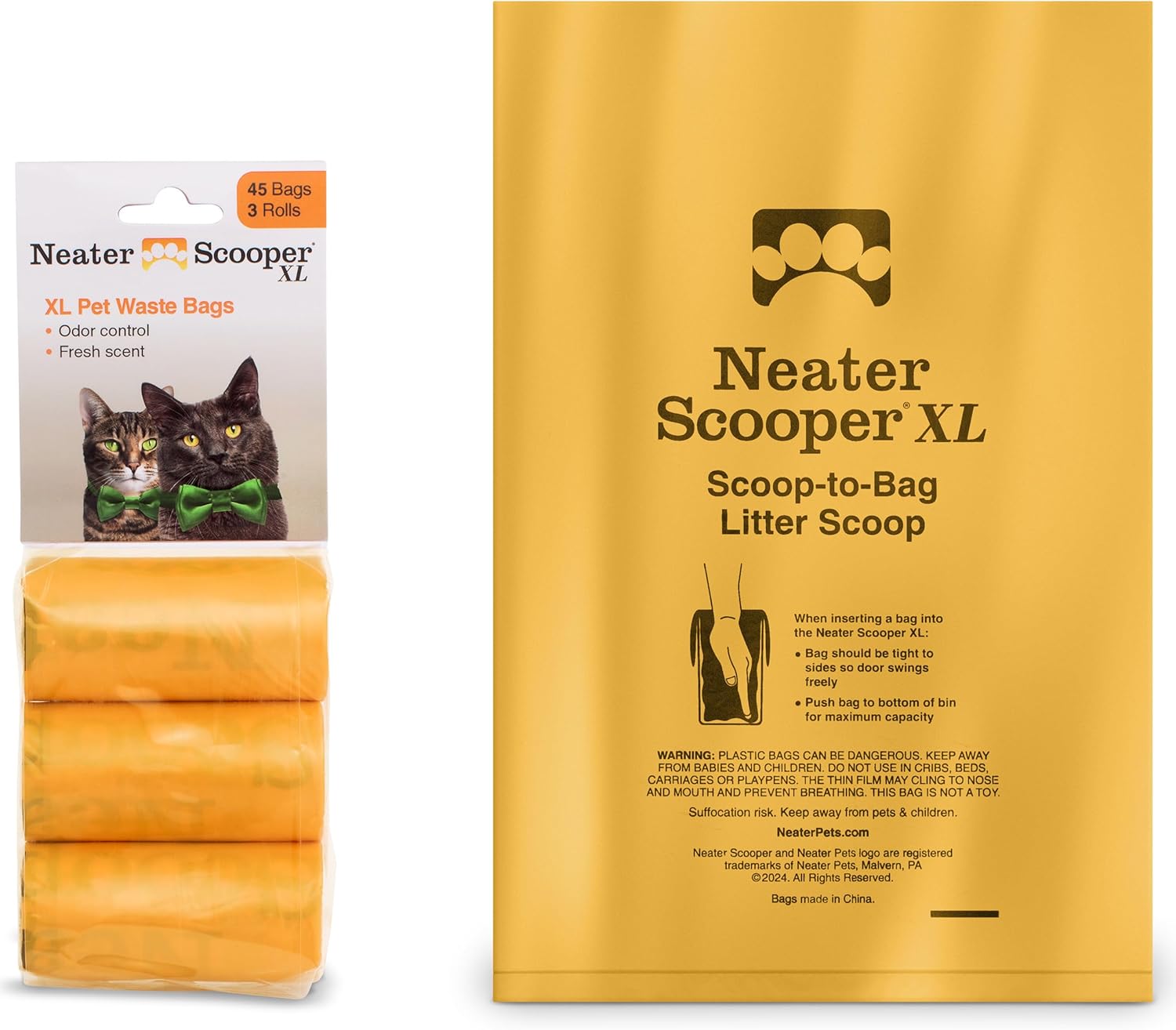 Side view of Neater Scooper XL refill bag rolls