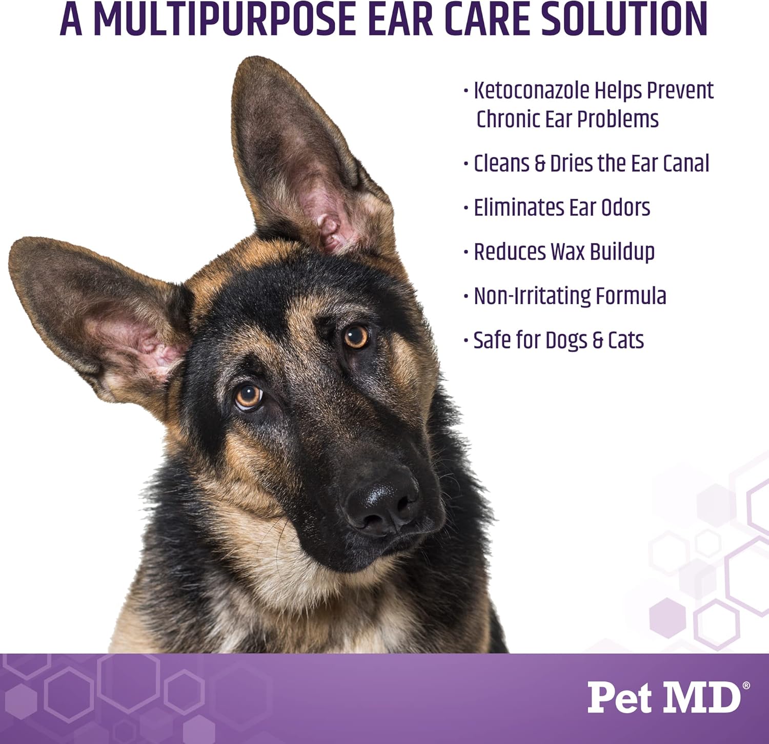 Pet MD Veterinary ear cleaning solution 12 fluid ounces packaging