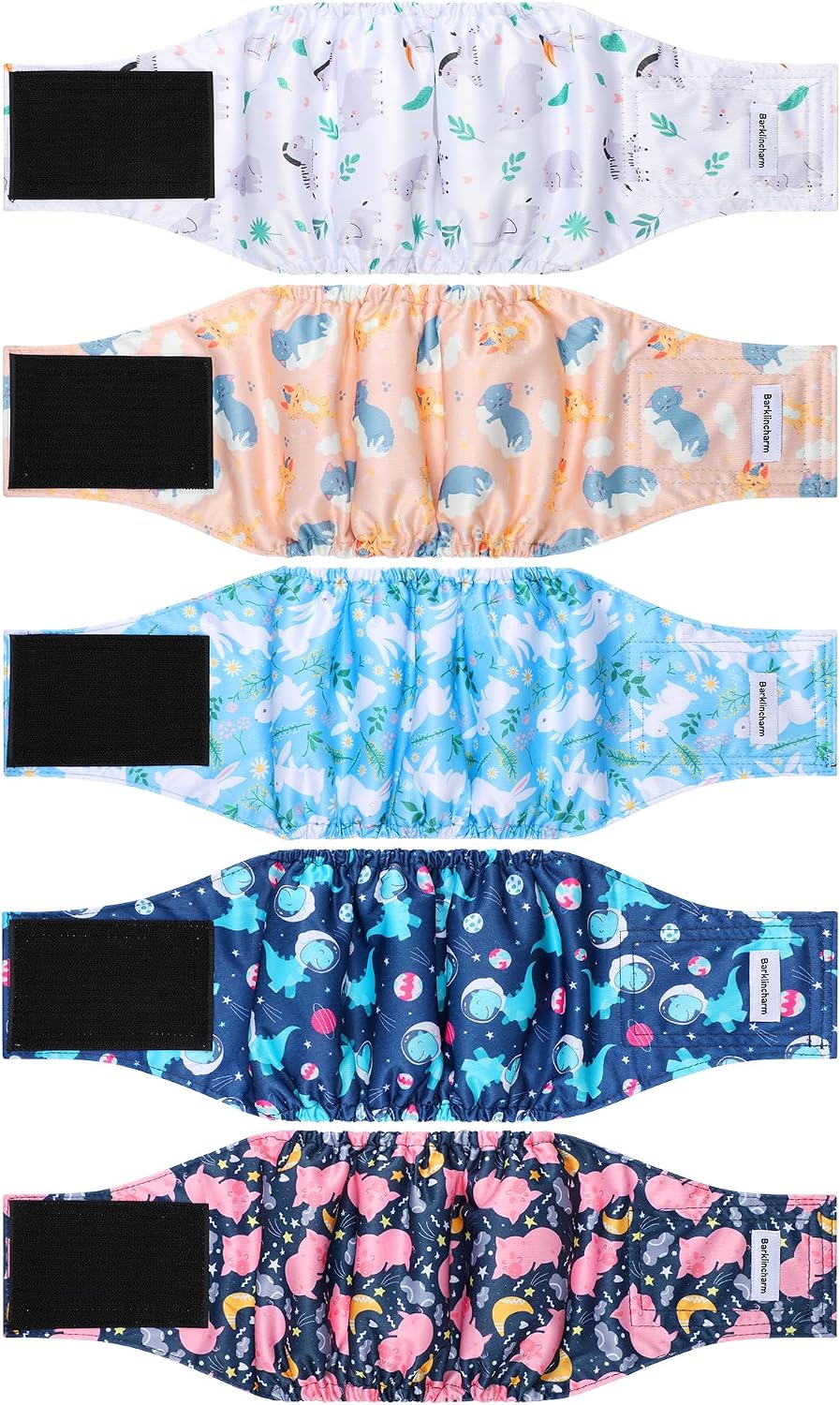 5 Pack Dog Diapers Male, High Absorbing Dog Wraps, Belly Bands for Male Dogs with Incontinence or Frequent Urination, Washable Doggie Diapers S, Space - Image 13