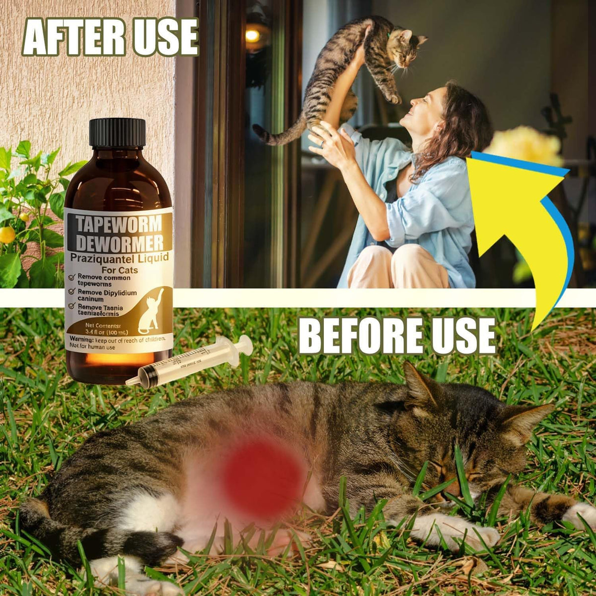 Easy to administer feline tapeworm medicine with precise measuring dropper