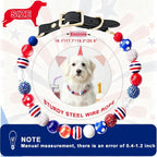 Adjustable patriotic themed bubblegum bead pet collar displaying the gold-colored buckle fastening system.