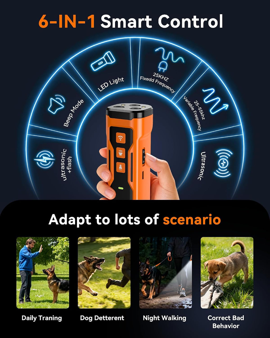 Handheld Yuyqa ultrasonic trainer for indoor and outdoor pet use