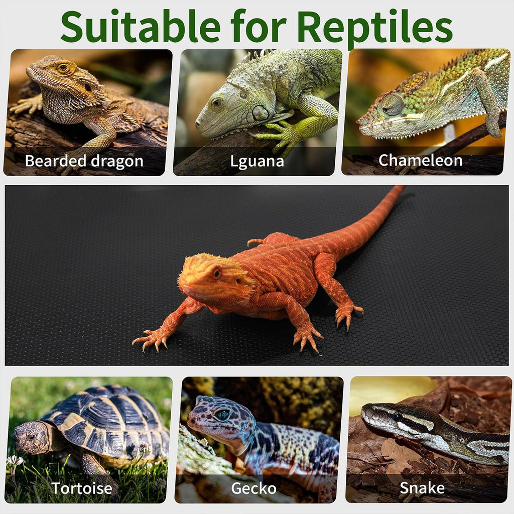 Zunzingy reptile substrate liner displayed with leopard gecko habitat accessories