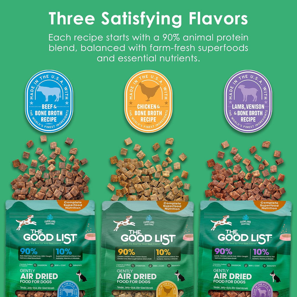 Farmland Traditions The Good List Air-Dried Dog Food with Beef & Bone Broth (2.2 lb) & Lamb, Venison & Bone Broth (2.2 lb) Bundle, High-Protein & Grain-Free - Image 9