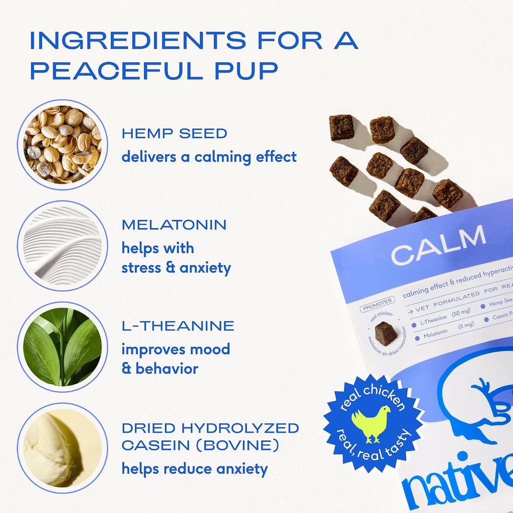 Native Pet air dried chicken flavored calming supplements