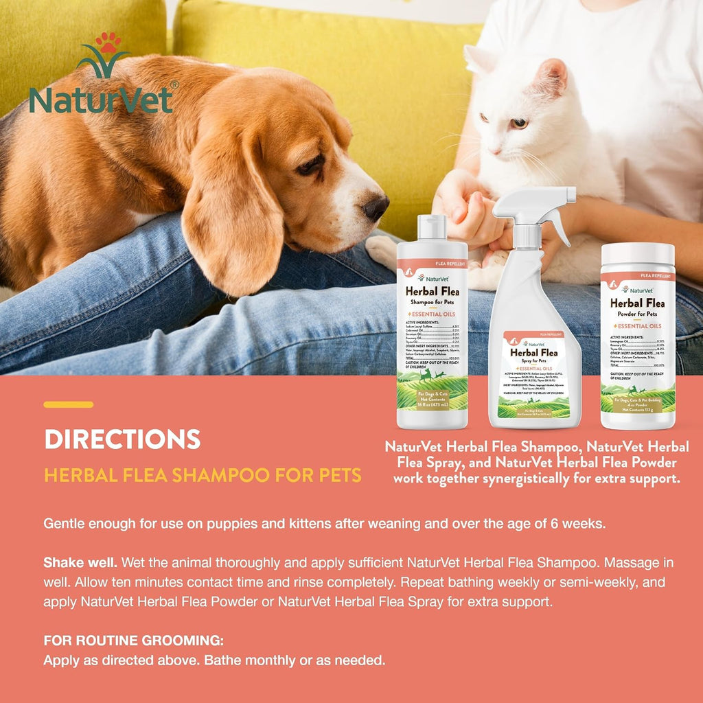 NaturVet 16 fluid ounce herbal flea cleanser application instructions view