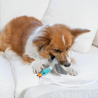 Close-up of the secure loop-and-lock system on Outward Hound pet toy.