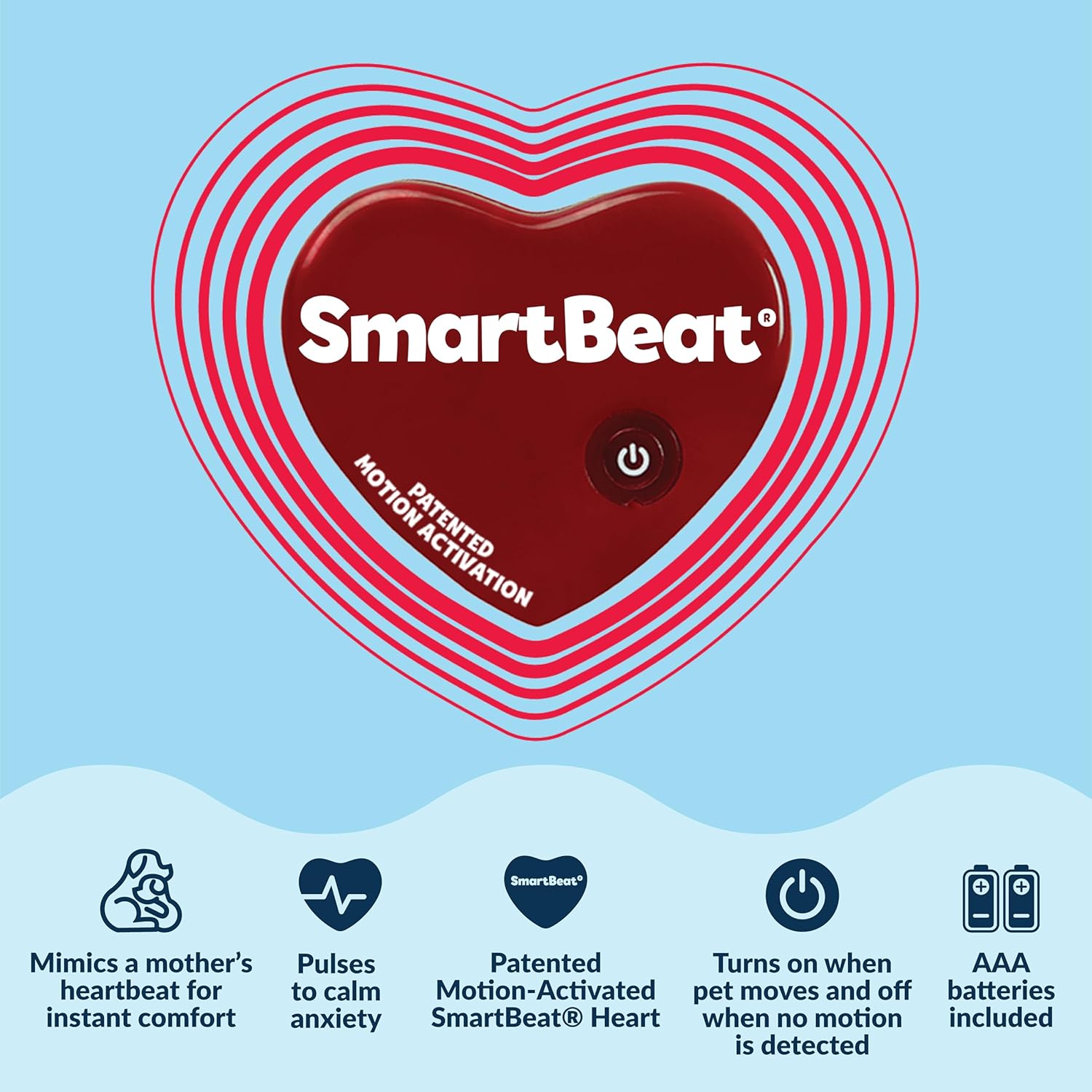 Instructions diagram for activating Snuggle Puppie heartbeat