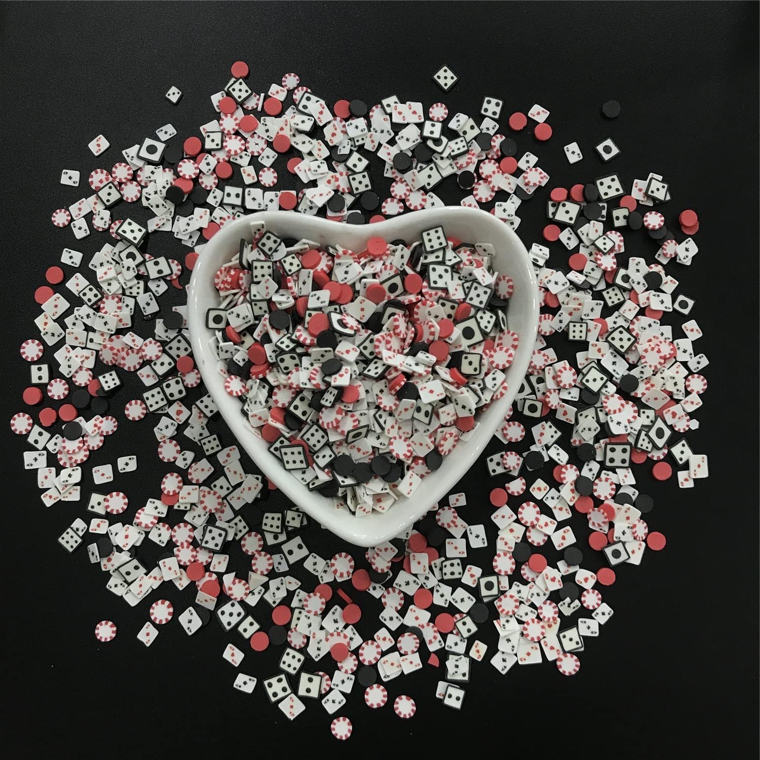 PrettyG polymer soft clay casino slices mixed design front view for nail art