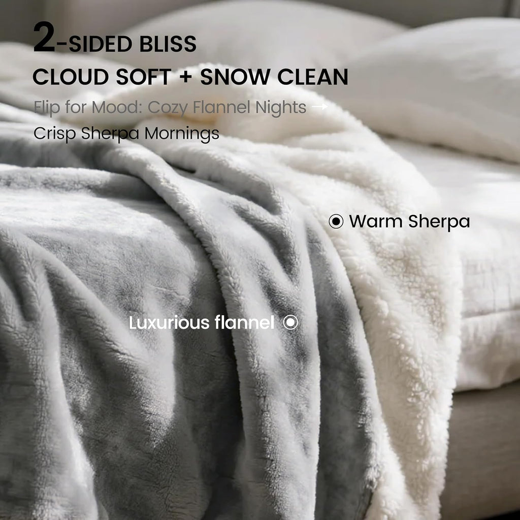 Gogobunny grey pet blanket folded neatly showing premium stitching and quality borders
