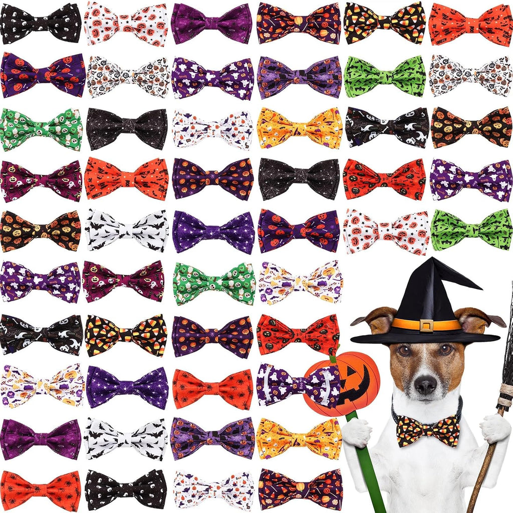 Hillban 50 Pcs Dog Collar Bow Ties, Adjustable Pet Bow Accessories with Elastic Bands, Grooming, Photo Props & Costume Decorations for Small to Medium Dogs - Image 15