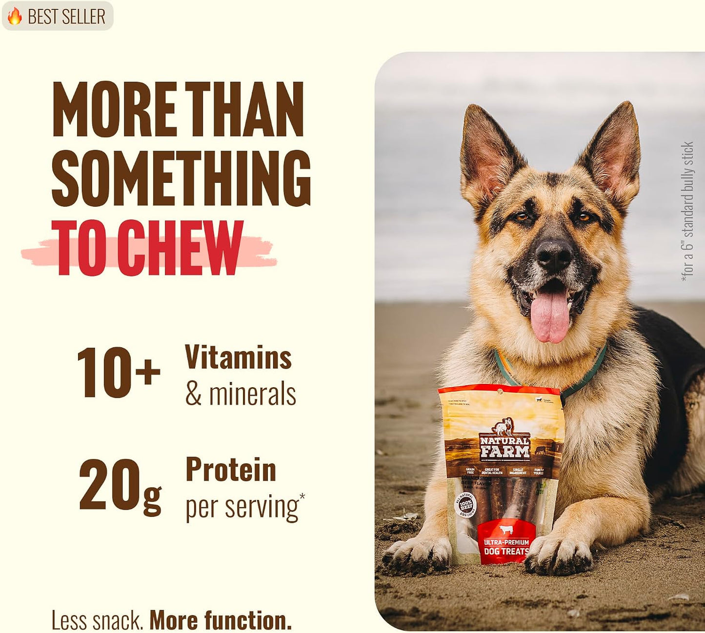 Natural Farm real beef coated digestible dog chews close up texture