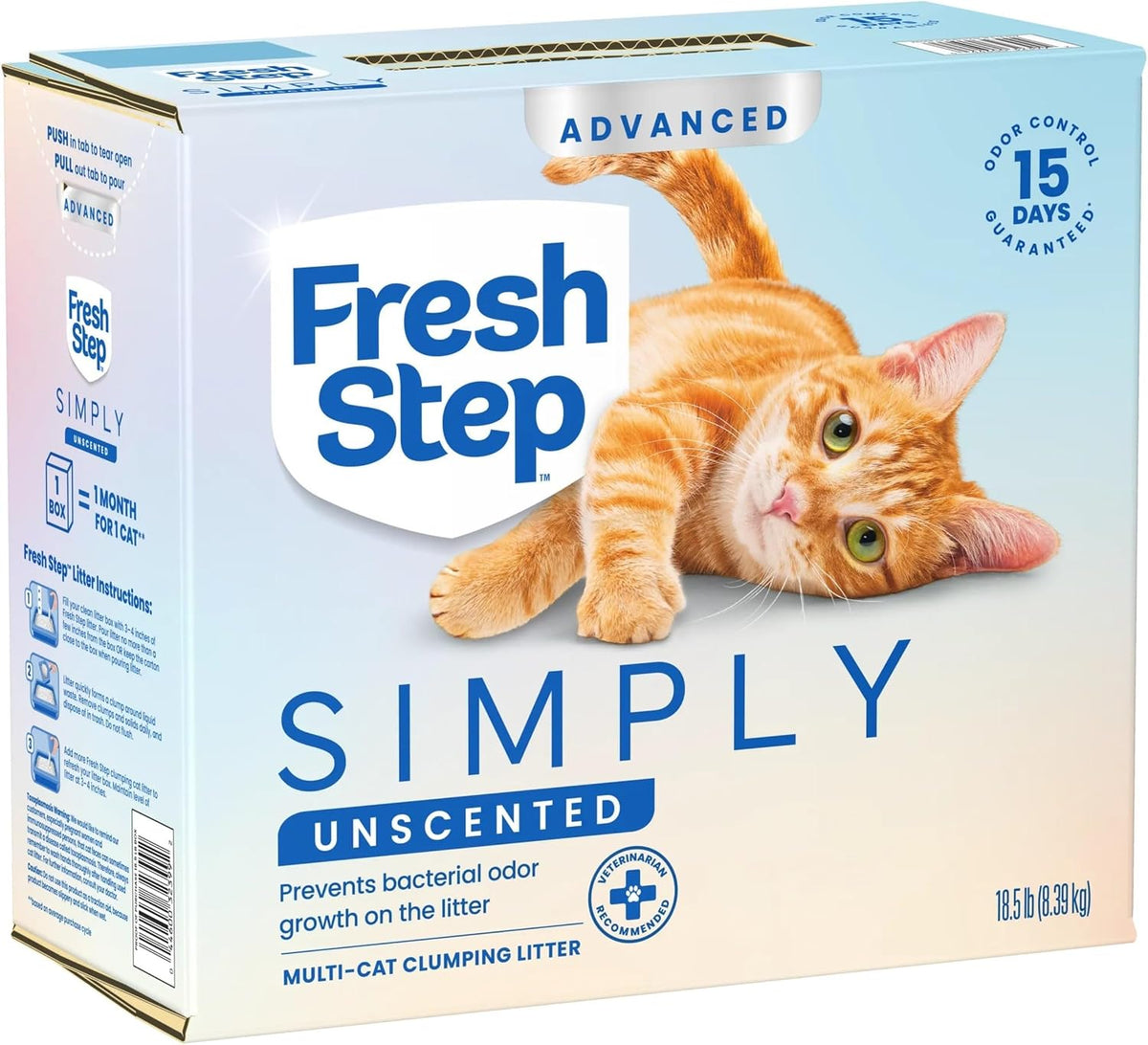 Fresh Step Advanced Simply Unscented Multi Cat Clumping Litter, Formulated With No Added Dyes or Fragrances, Ammonia Block Technology, Low Dust, 18.5 lb. Box - Image 13