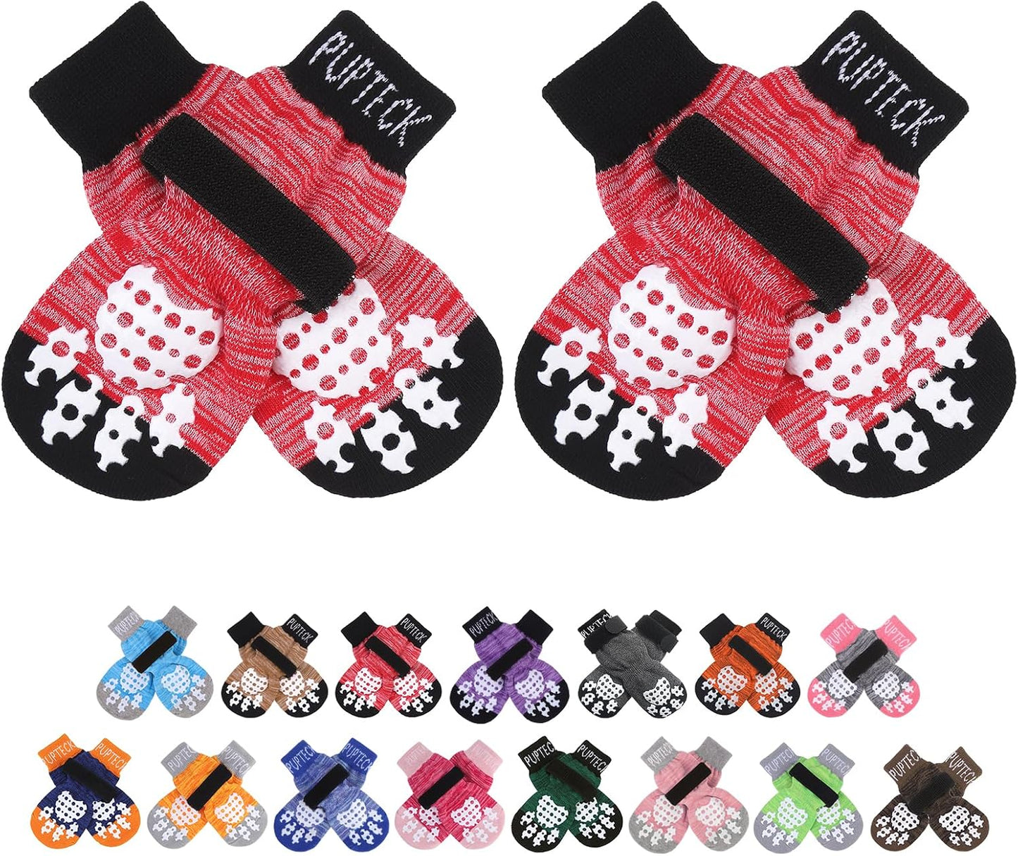 PUPTECK Anti-Slip Dog Socks with Double Sides Grips for Small Medium Large Dogs Hardwood Floors Prevents Licking, Dog Shoes for Hot Pavement Traction Control Paw Protector for Senior Dogs, Grey L - Image 12