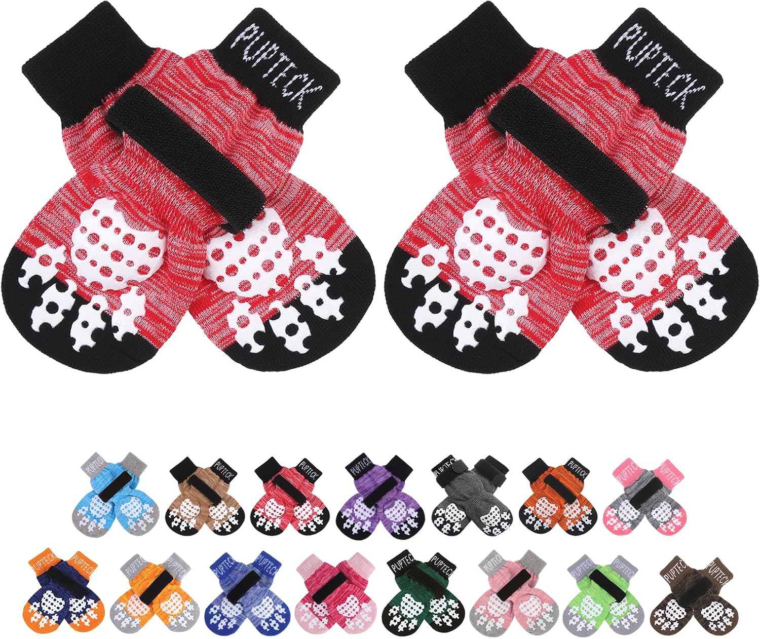 PUPTECK Anti-Slip Dog Socks with Double Sides Grips for Small Medium Large Dogs Hardwood Floors Prevents Licking, Dog Shoes for Hot Pavement Traction Control Paw Protector for Senior Dogs, Grey L - Image 12
