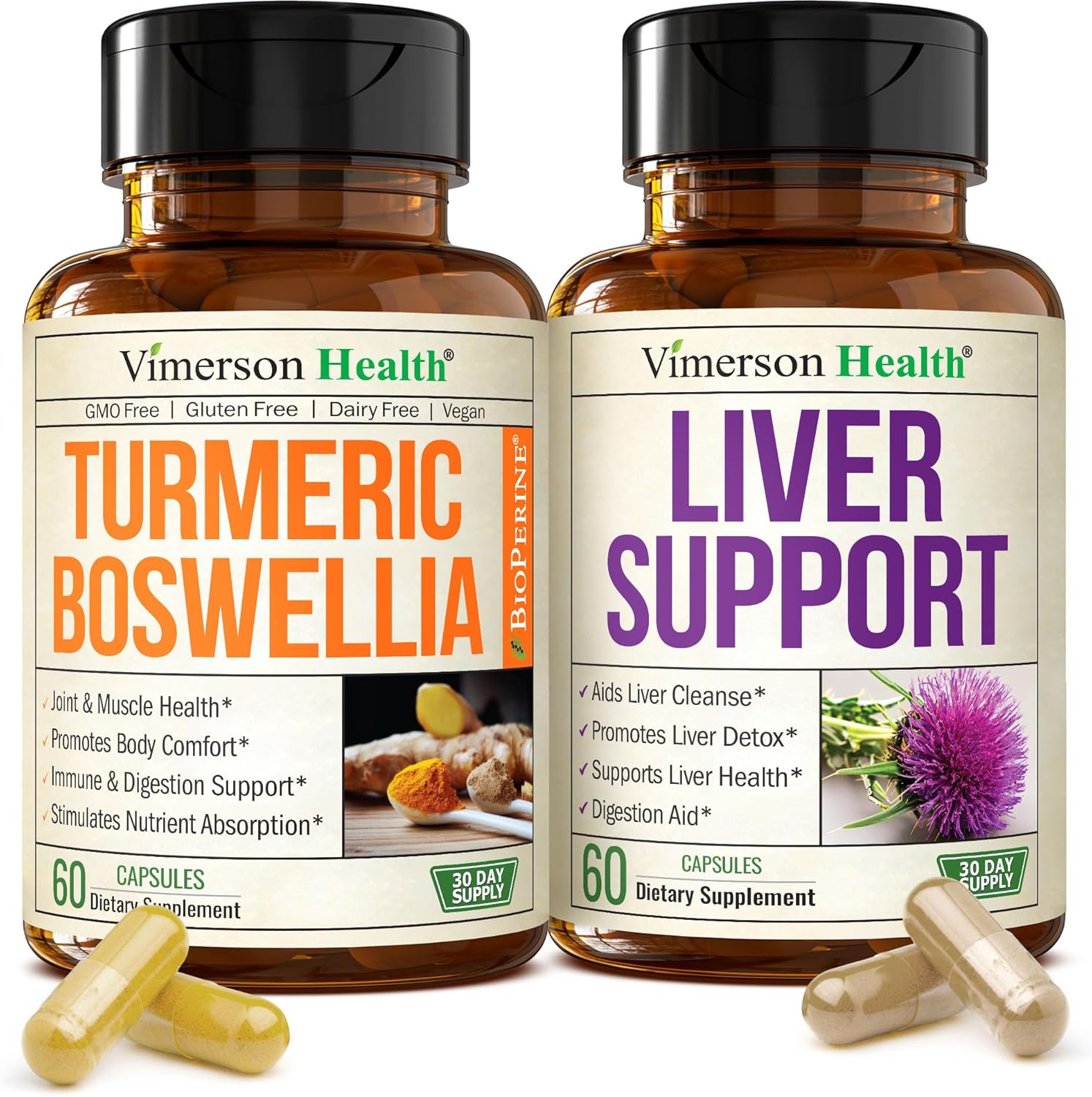vimerson boswellia turmeric liver cleanse detox supplement bundle bottles