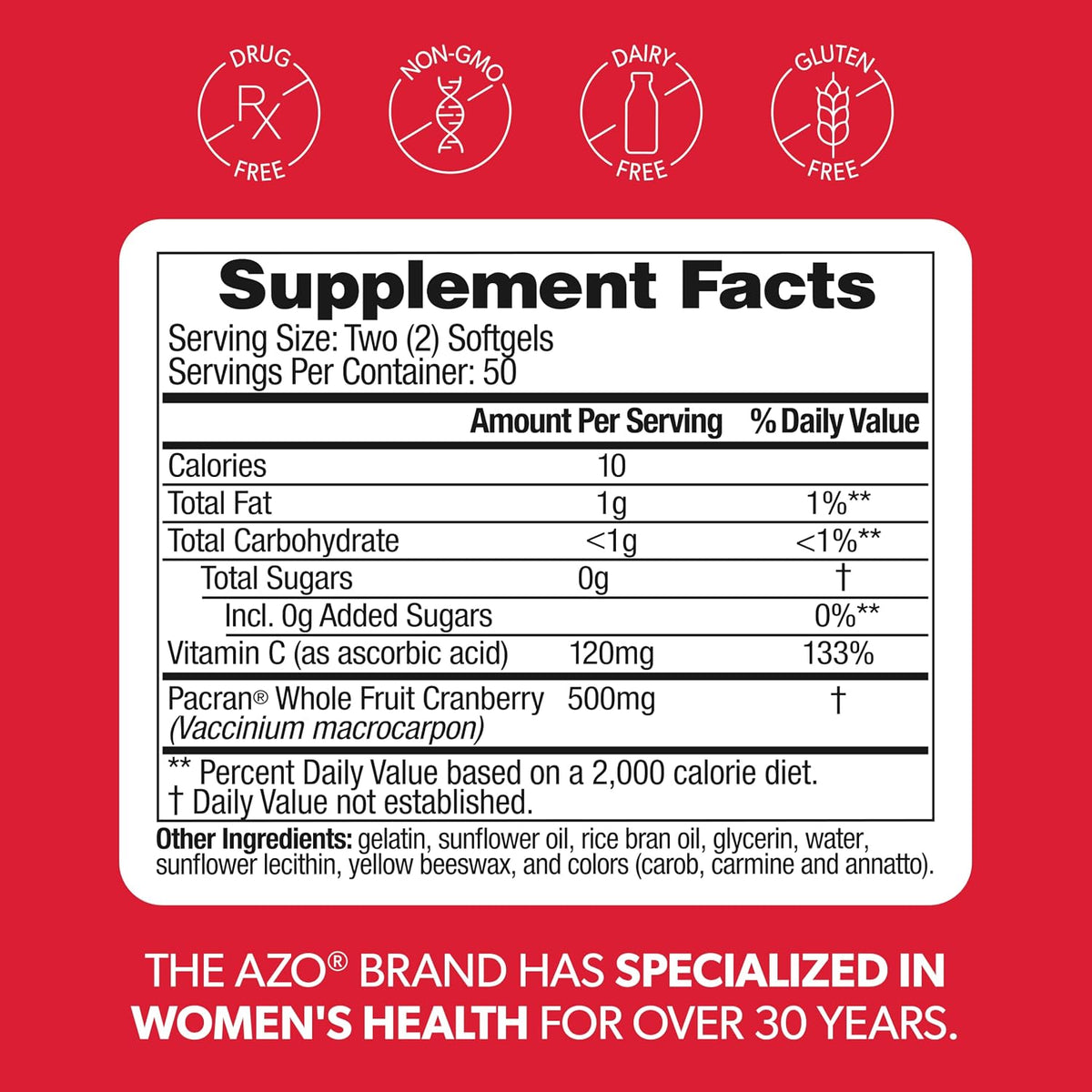 AZO Cranberry Pills for Women & Men, Urinary Tract Health, 100 Softgels - Image 8