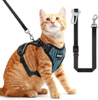Cat Harness, Cat Harness and Leash for Walking, Adjusted in Four Directions and Breathable Cat Harness for Anti Escape that can be Fitted and Positioned, Reflective Strips Harness, Black, M - Image 10