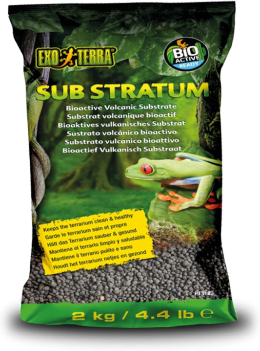 Exo Terra Sub Stratum bioactive volcanic substrate front view packaging