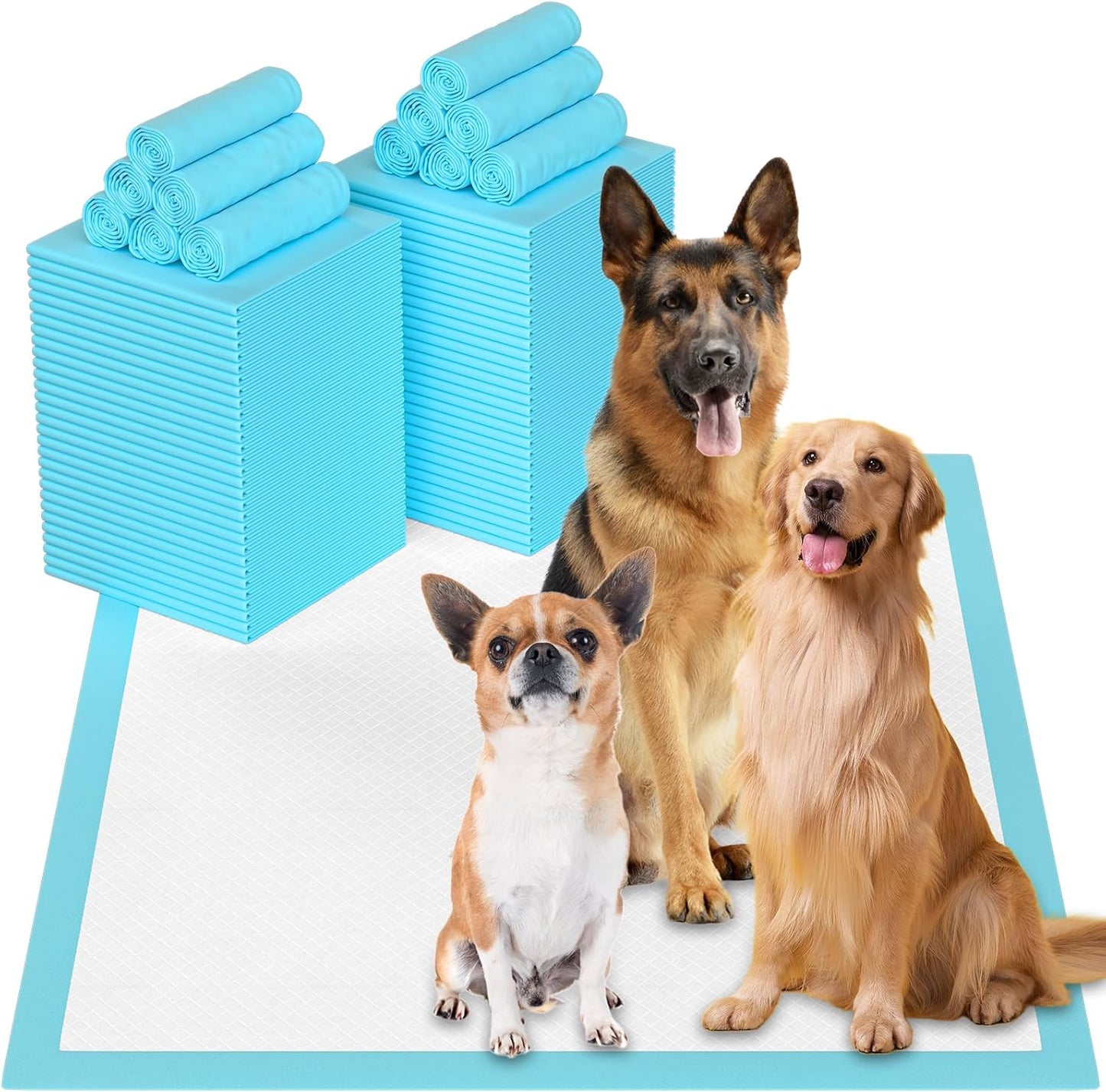 SUGUNING puppy pee pads front view packaging containing sixty extra large disposable sheets