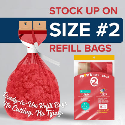 Red Rocket cat litter disposal system with charcoal sachet detail