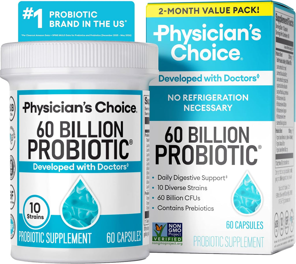 Physician's CHOICE Probiotics 60 Billion CFU - 10 Strains + Organic Prebiotics - Immune, Digestive & Gut Health - Supports Occasional Constipation, Diarrhea, Gas & Bloating - for Women & Men - 30ct - Image 10